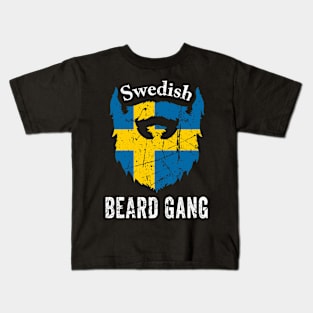 Swedish Beard Gang - Sweden National Flag Beard Kids T-Shirt